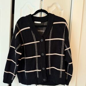 Black and White Checkered Women's Sweater, Oak and Fort cardigan